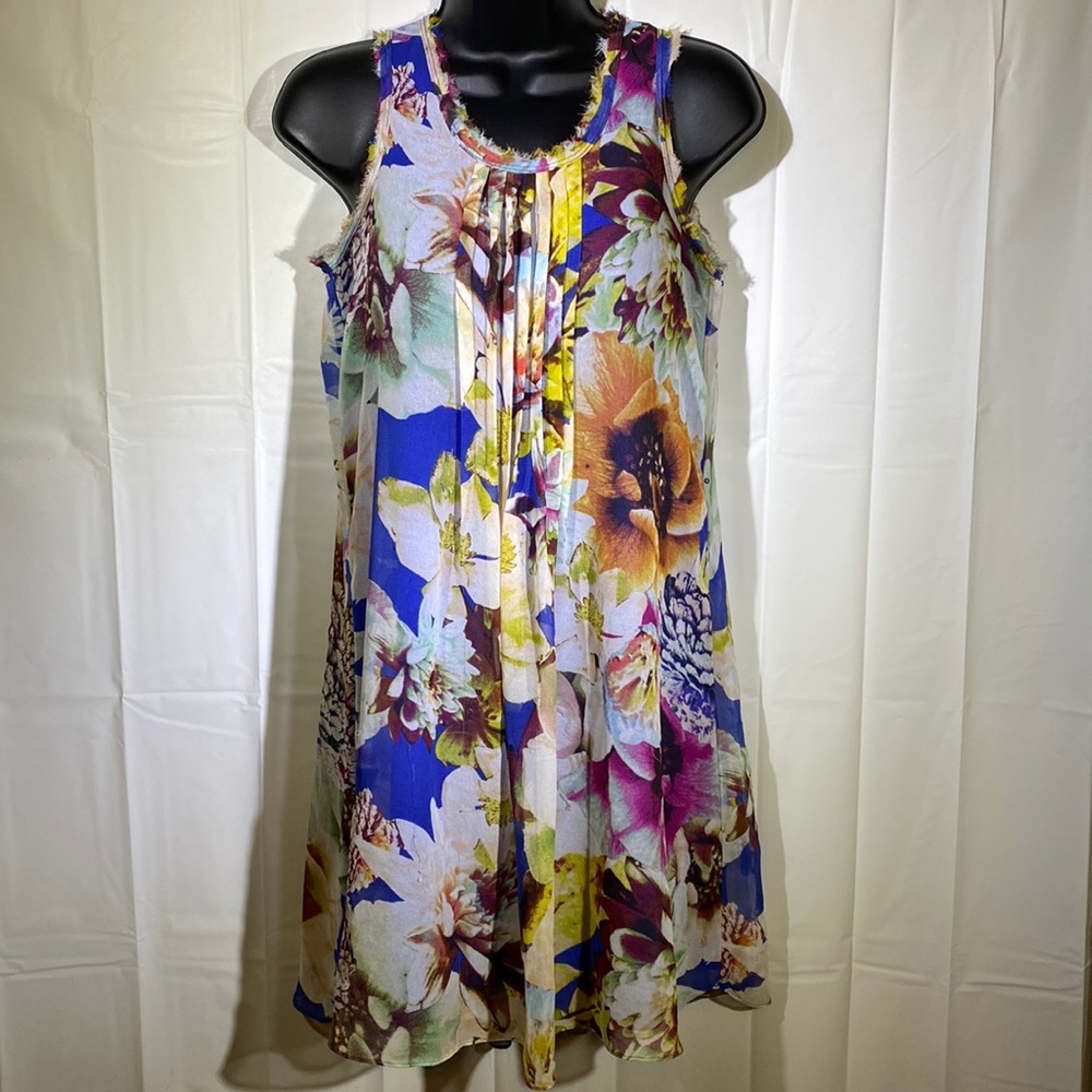 Raw Edge Dress With Blue Lining